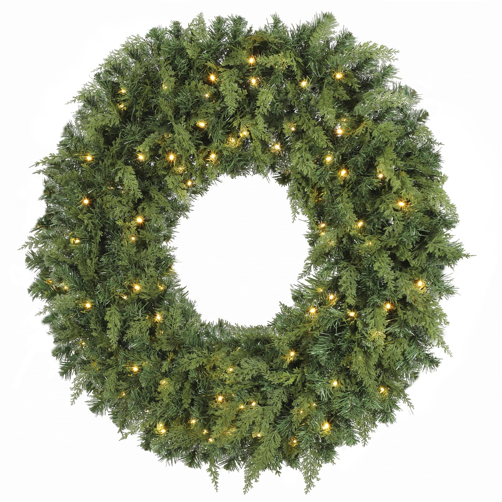 HOMCOM 36" Prelit Crestwood Spruce Artificial Christmas Wreath, Christmas Decor with Bow, LEDs, 8 Modes, Realistic Tips