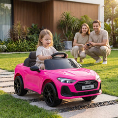 Qaba Audi A5L Licensed Electric Ride on Car for Kids 3-6 with Remote Control Dual Motors 4-Wheel Suspension Music, Pink