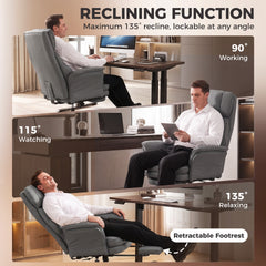 HOMCOM Cross Legged Office Chair w/ Footrest, 396 lbs Reclining Computer Desk Chair w/ High Back, Flip-up Armrests, Dark Gray