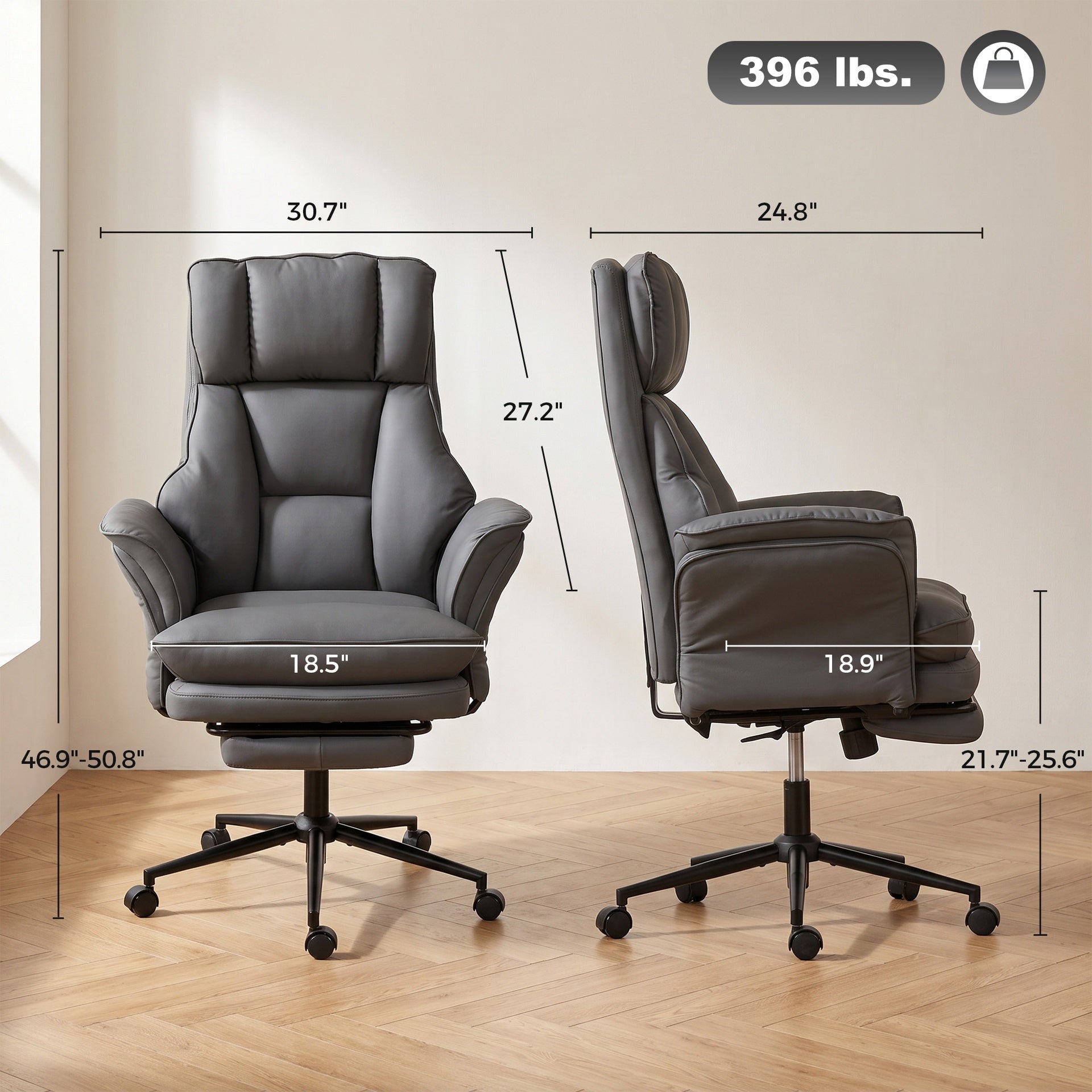 HOMCOM Cross Legged Office Chair w/ Footrest, 396 lbs Reclining Computer Desk Chair w/ High Back, Flip-up Armrests, Dark Gray