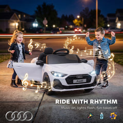 Qaba Audi A5L Licensed Electric Ride on Car for Kids 3-6 with Remote Control Dual Motors 4-Wheel Suspension Music, White