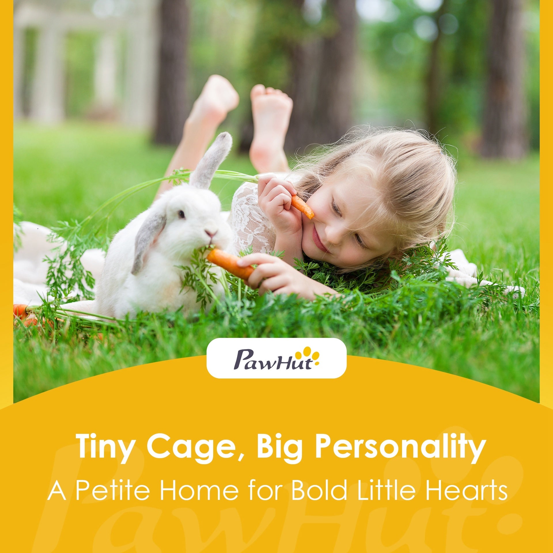 PawHut Wooden Rabbit Hutch, 2-Story Bunny Cage w/ Run, Waterproof & Openable Roof, Pull Out Tray and Ramp for 1-2 Rabbits