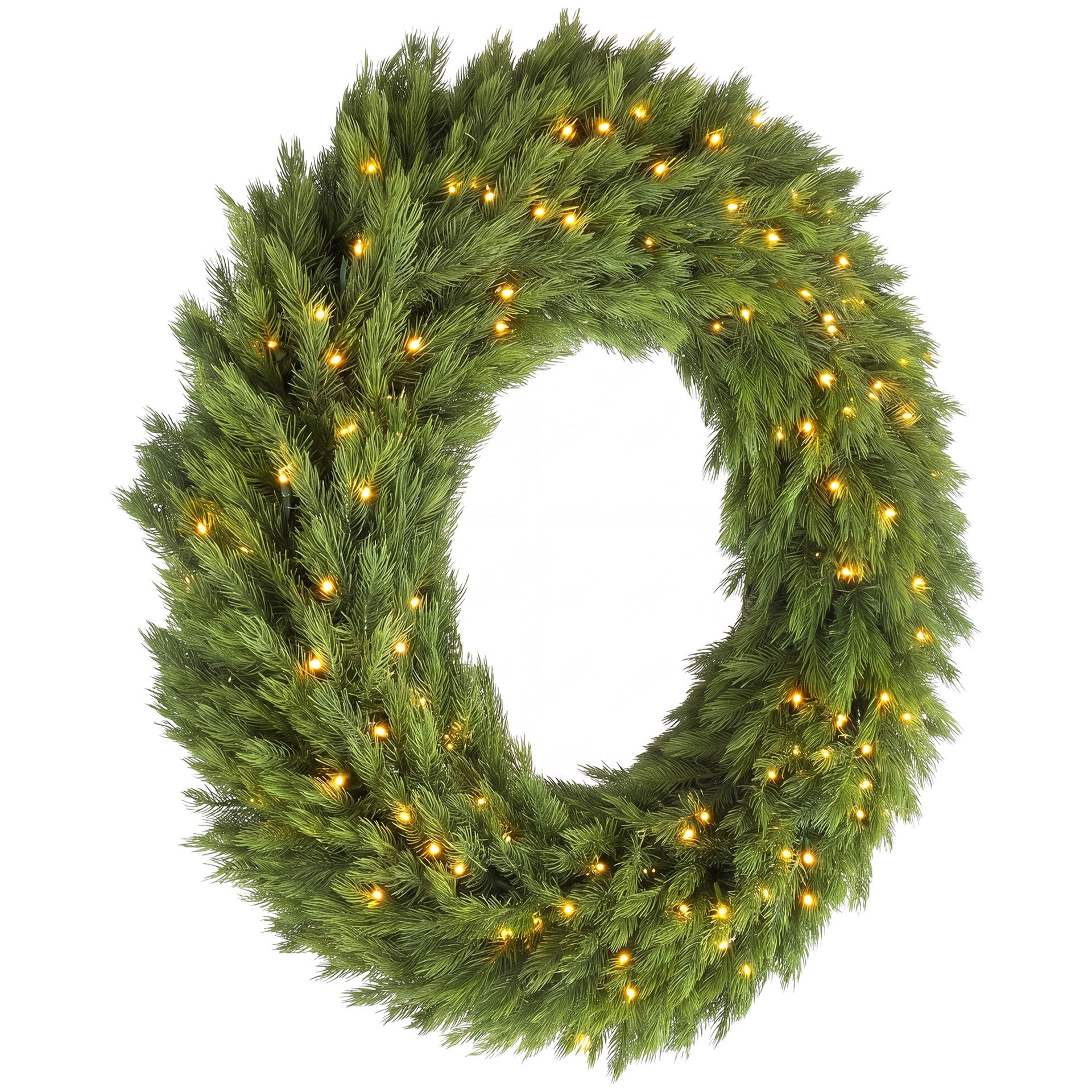 HOMCOM Christmas Decoration, 48 in Pre-Lit Norwegian Spruce Artificial Christmas Wreath with 150 LED Lights, Green