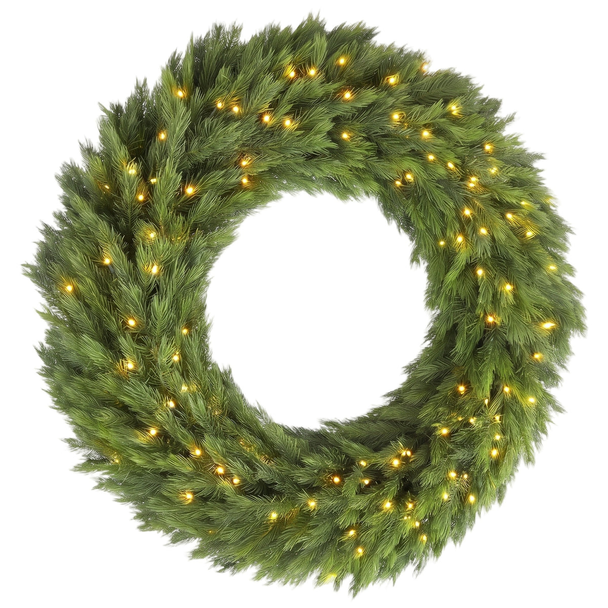 HOMCOM Christmas Decoration, 36 in Pre-Lit Norwegian Spruce Artificial Christmas Wreath with 100 LED Lights, Green