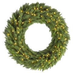 HOMCOM Christmas Decoration, 36 in Pre-Lit Norwegian Spruce Artificial Christmas Wreath with 100 LED Lights, Green