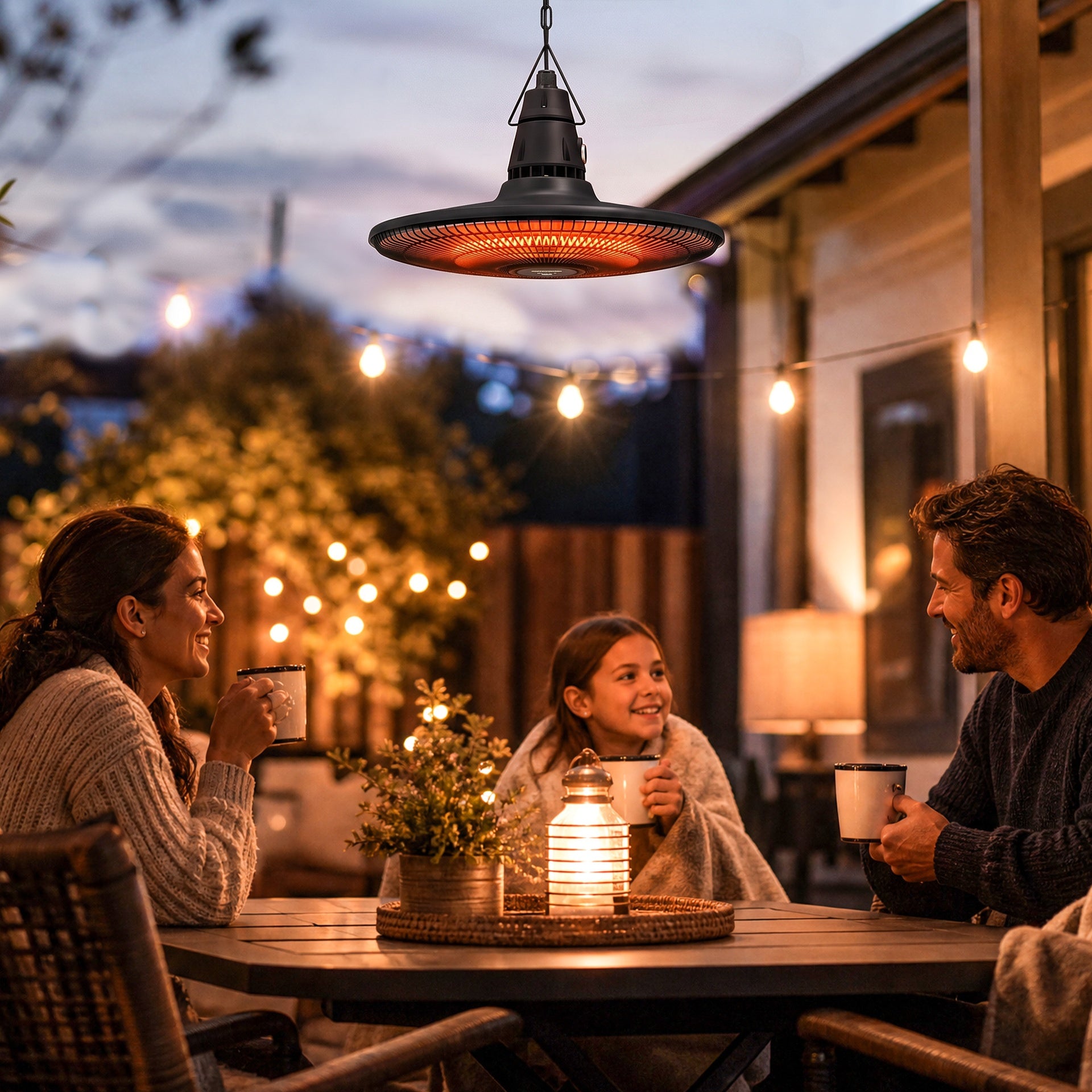 Outsunny 1500W Electric Patio Heater, IP65 Hanging Infrared Outdoor Heater with Carbon Fiber Tube, Remote Control, Black