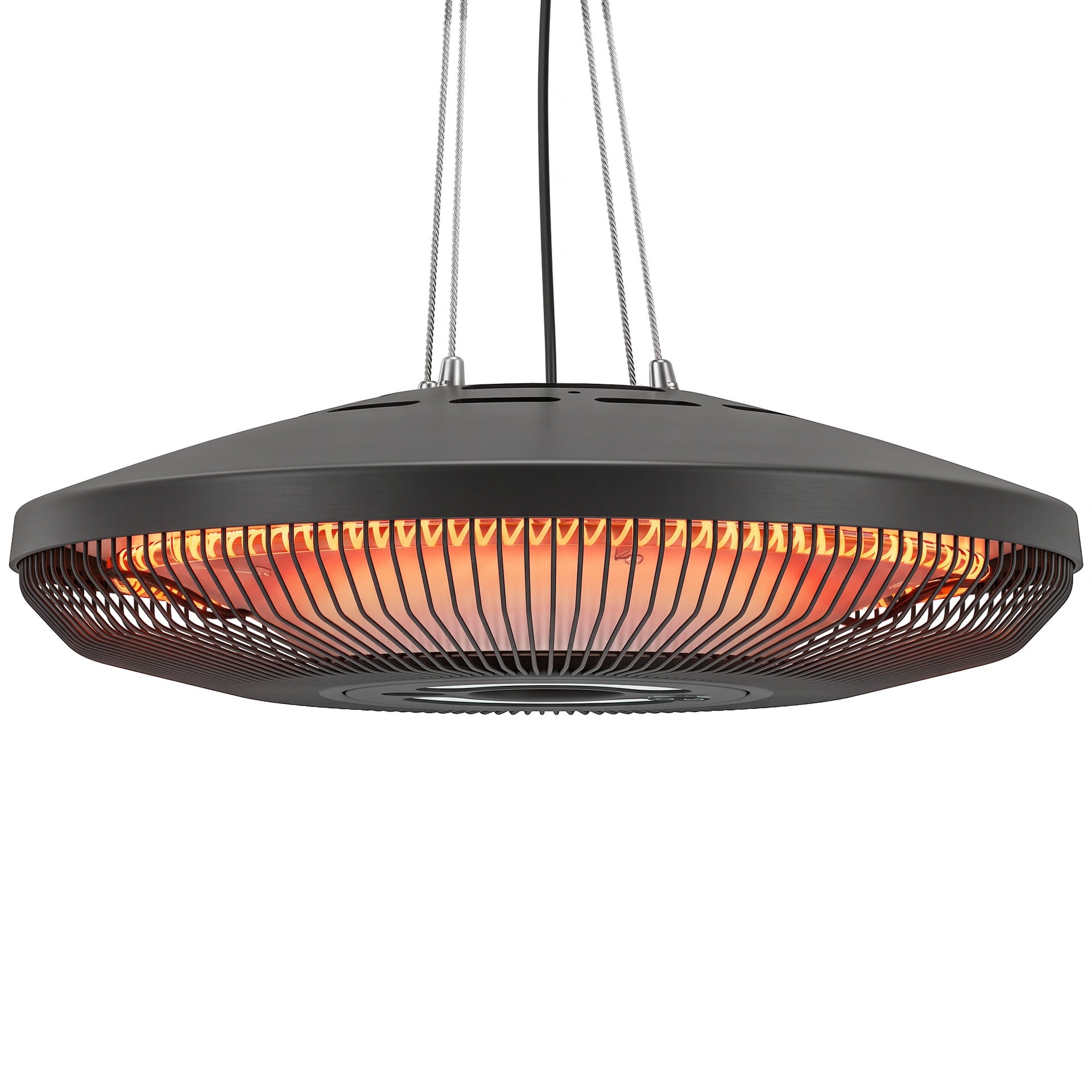 Outsunny Electric Hanging Patio Heater with LED Light, 750/1500 W IP65 Ceiling Mounted Infrared Outdoor Heater, Black
