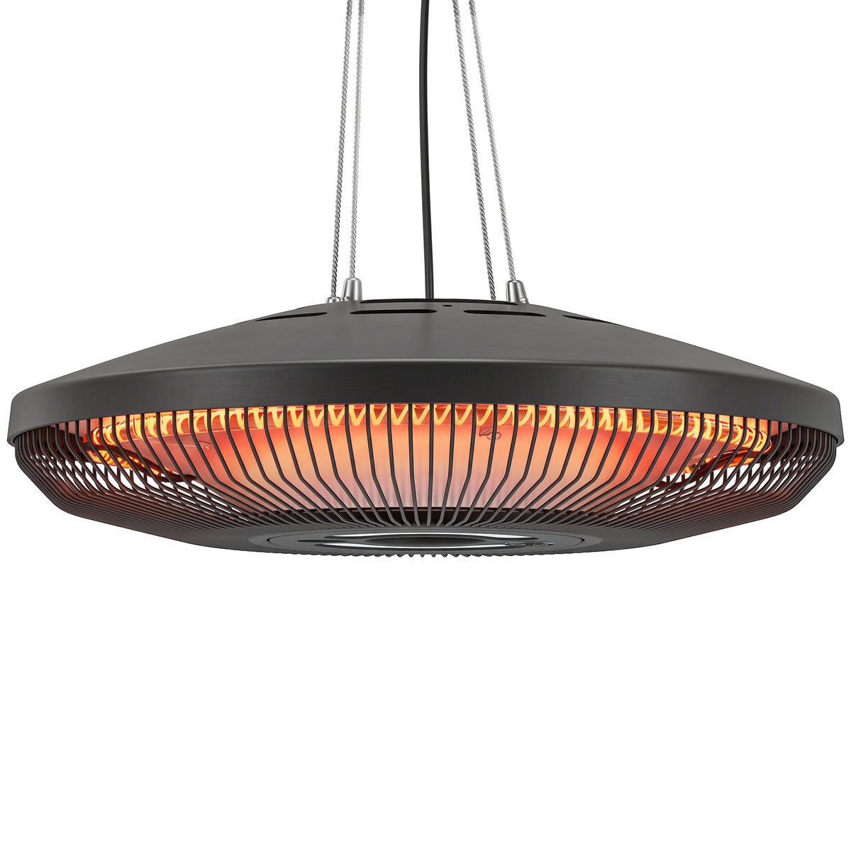 Outsunny Electric Hanging Patio Heater with LED Light, 750/1500 W IP65 Ceiling Mounted Infrared Outdoor Heater, Black
