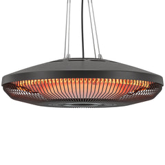 Outsunny Electric Hanging Patio Heater with LED Light, 750/1500 W IP65 Ceiling Mounted Infrared Outdoor Heater, Black
