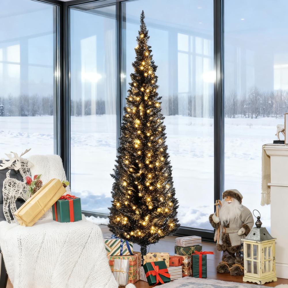 Black  6FT Pencil Christmas Tree