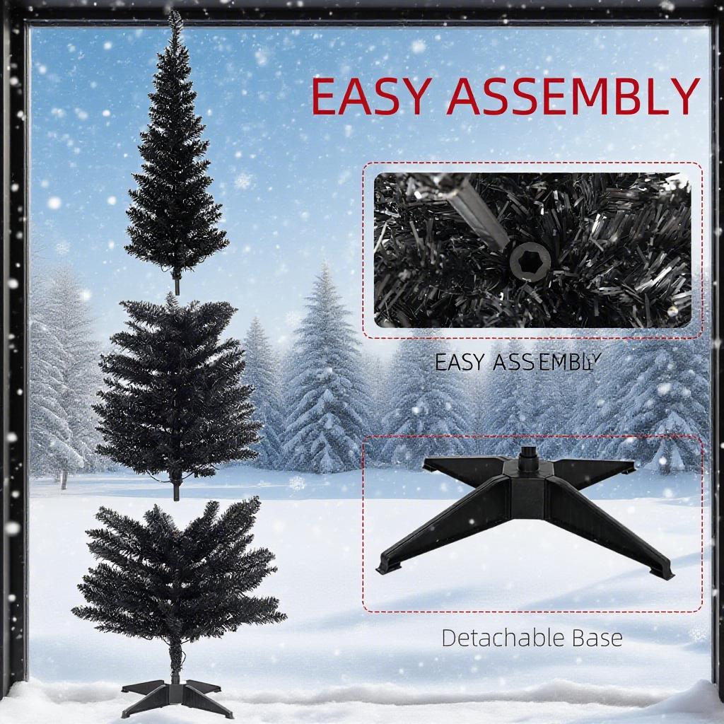 Black  6FT Pencil Christmas Tree