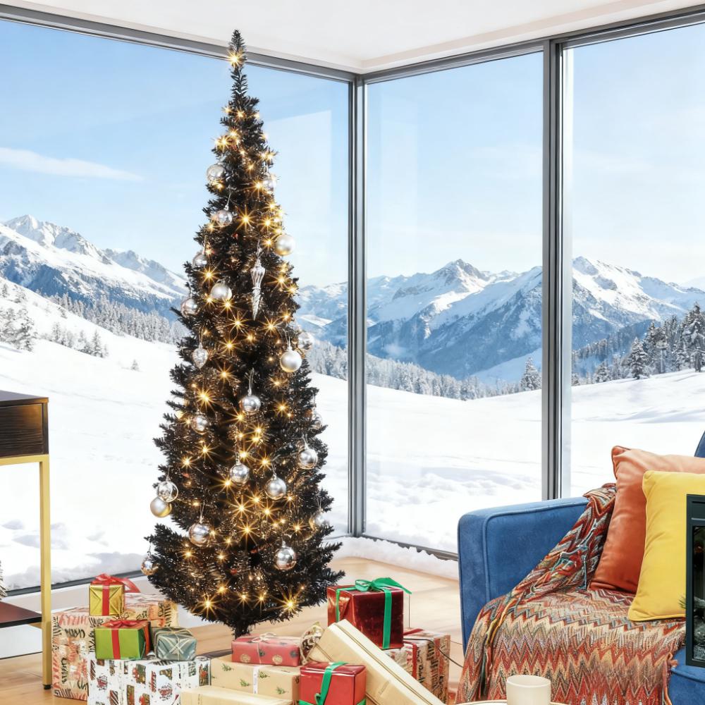 Black  6FT Pencil Christmas Tree