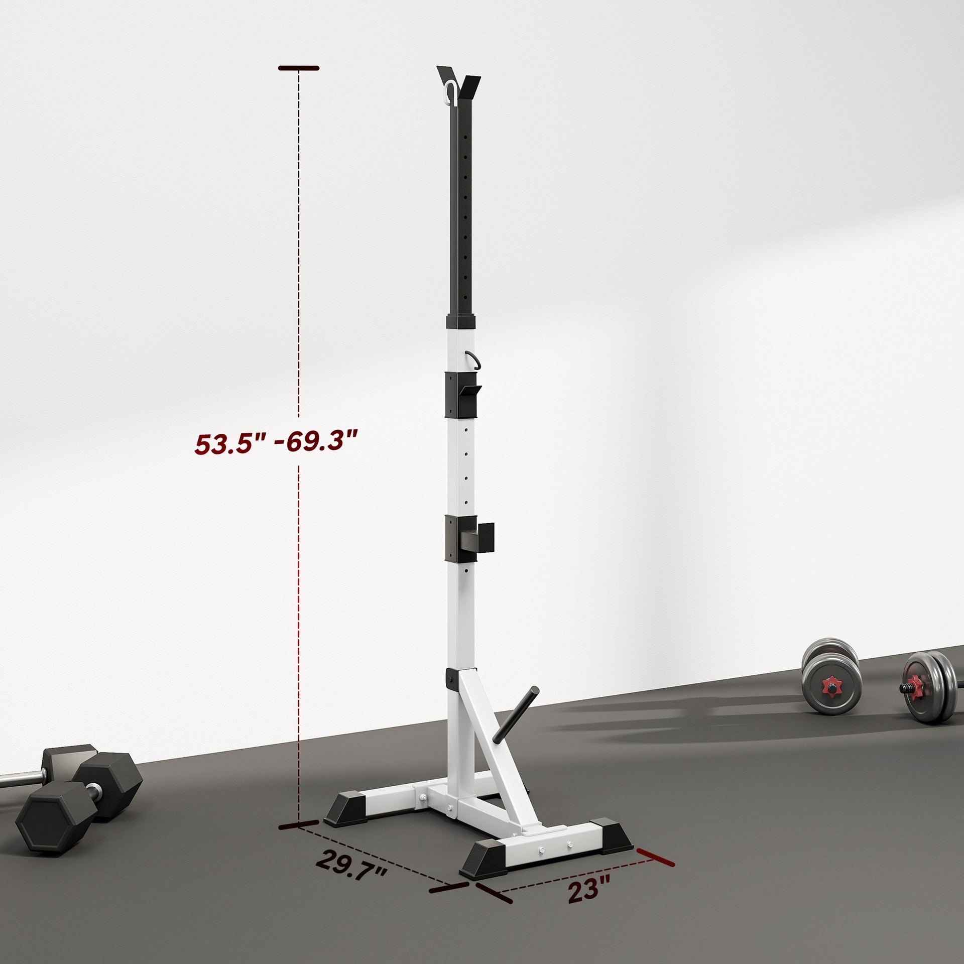 Soozier Pair of Adjustable Squat Rack Standard 53.5"-69.25" Barbell Rack Stand 440lbs Capacity, 2" Steel Heavy Duty Bench Press Rack, Support 3 Sets Barbells Storage