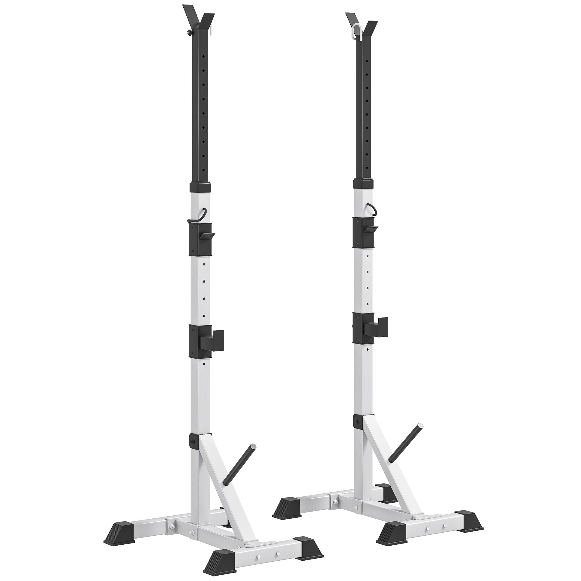 Soozier Pair of Adjustable Squat Rack Standard 53.5"-69.25" Barbell Rack Stand 440lbs Capacity, 2" Steel Heavy Duty Bench Press Rack, Support 3 Sets Barbells Storage