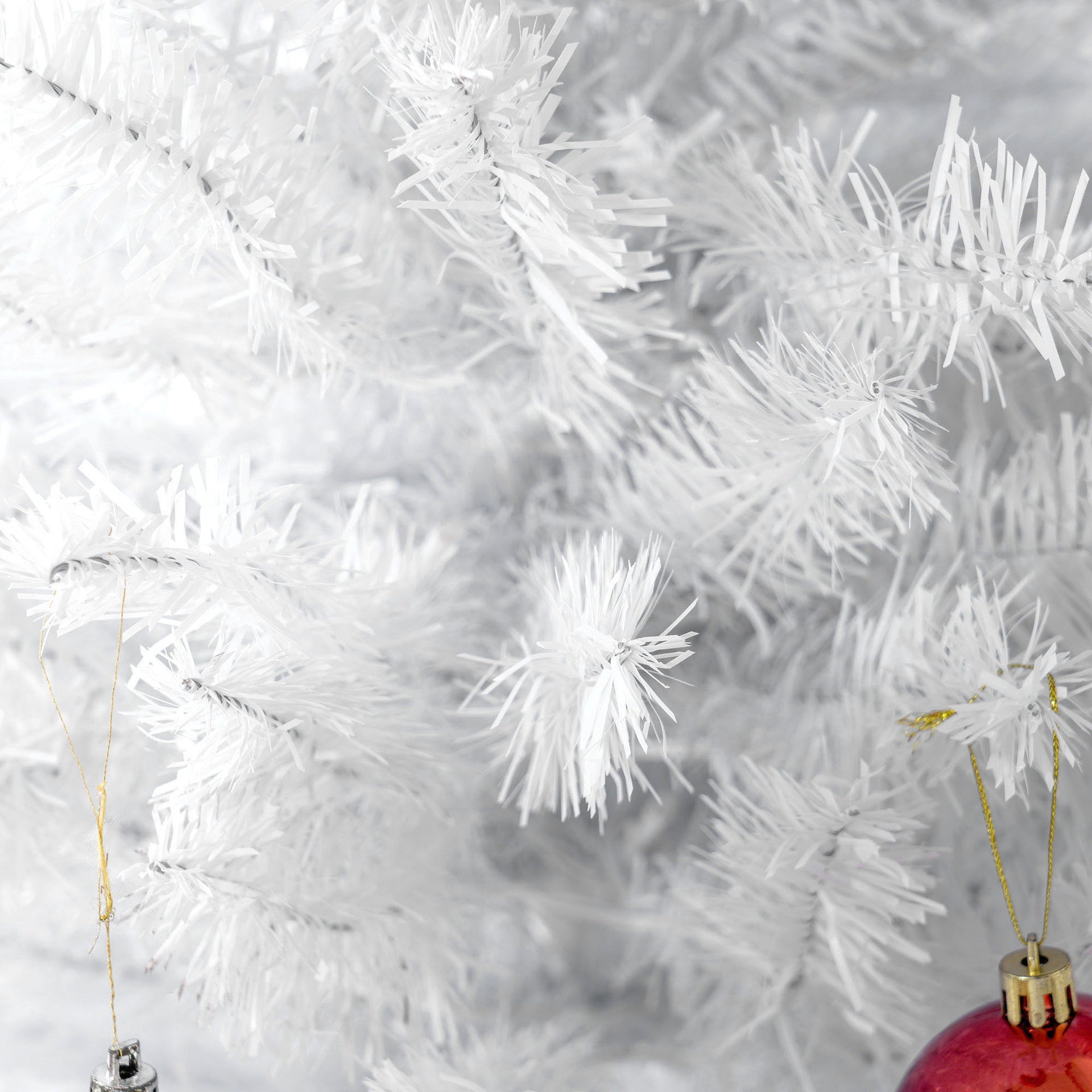 HOMCOM 8ft Pencil Christmas Tree, Slim Artificial Christmas Tree with Realistic Branches and Warm White LED Lights, White