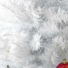 HOMCOM 8ft Pencil Christmas Tree, Slim Artificial Christmas Tree with Realistic Branches and Warm White LED Lights, White