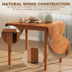 HOMCOM 55" Wood Kitchen Table, Drop Leaf Tables for Small Spaces, Walnut