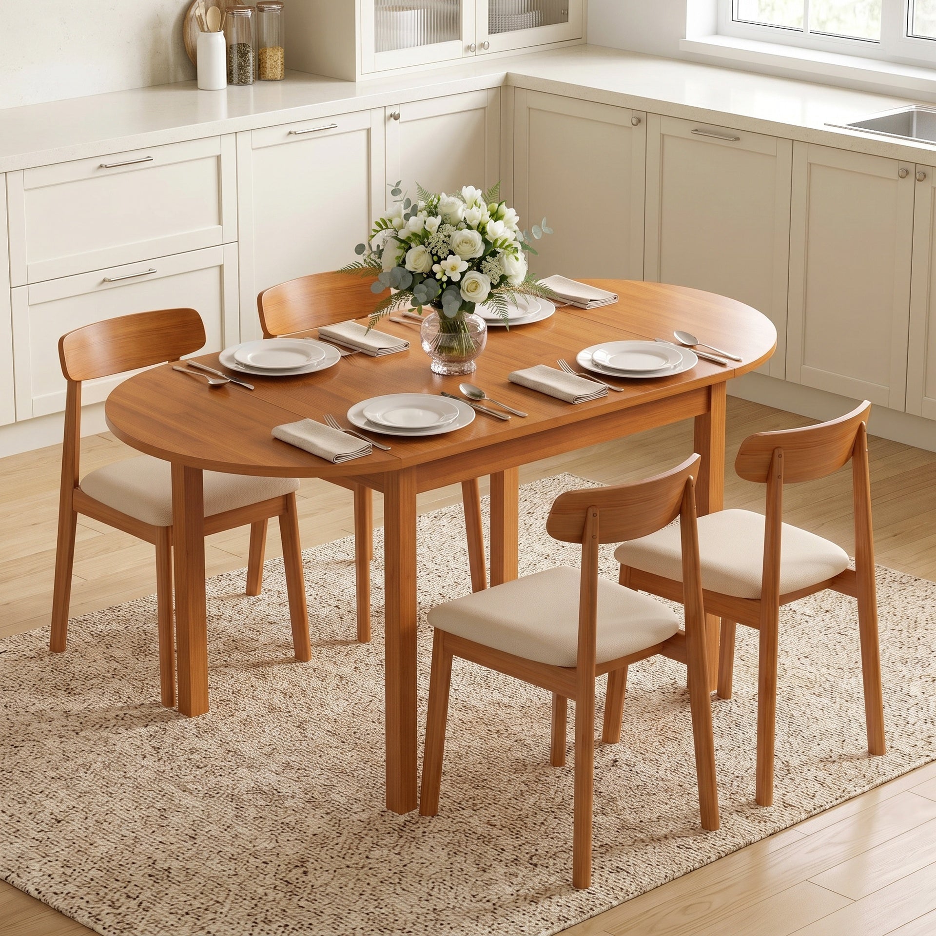 HOMCOM 55" Wood Kitchen Table, Drop Leaf Tables for Small Spaces, Walnut