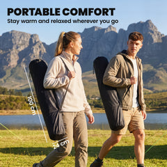 Outsunny Heated Double Camping Chair, Oversized Folding Padded Camp Loveseat Couch with 3 Heat Levels and 4 Heating Zones