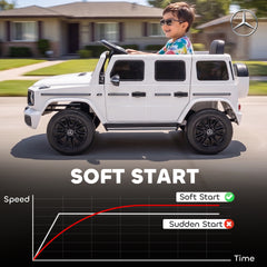 Qaba Licensed Mercedes-Benz G580 12V Kids Ride On Car with Remote, Soft Start, Headlights, Seat Belt, Music, USB, Horn, White