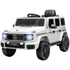 Qaba Licensed Mercedes-Benz G580 12V Kids Ride On Car with Remote, Soft Start, Headlights, Seat Belt, Music, USB, Horn, White