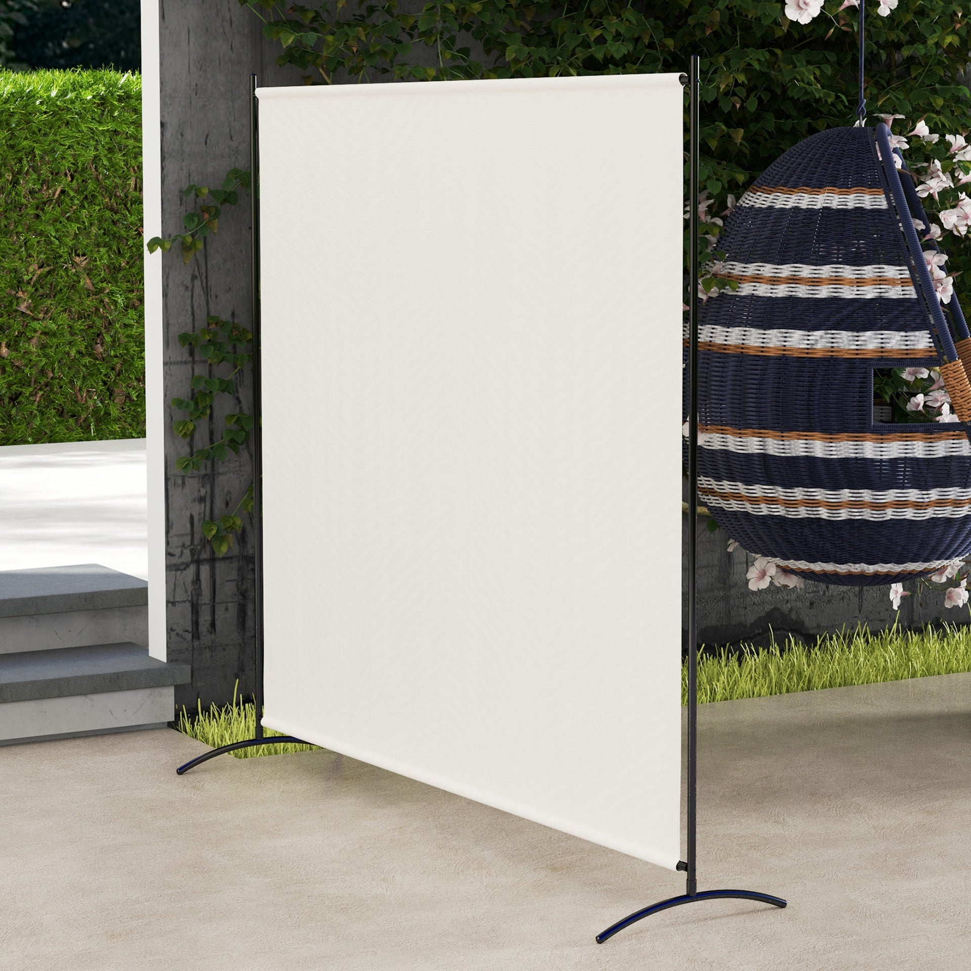 Outsunny Outdoor Privacy Screen, 5.9FT Tall Room Divider with UPF30+ Protection, Freestanding Privacy Panel, Beige