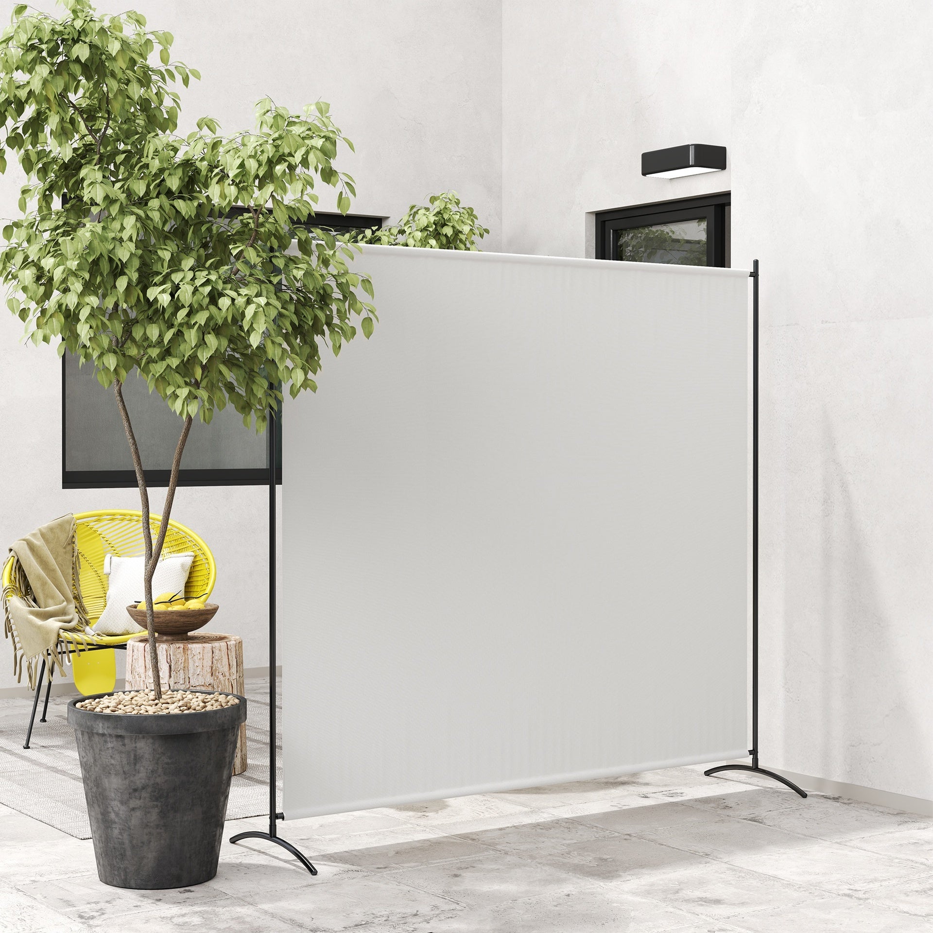 Outsunny Outdoor Privacy Screen, 5.9FT Tall Room Divider with UPF30+ Protection, Freestanding Privacy Panel, Beige