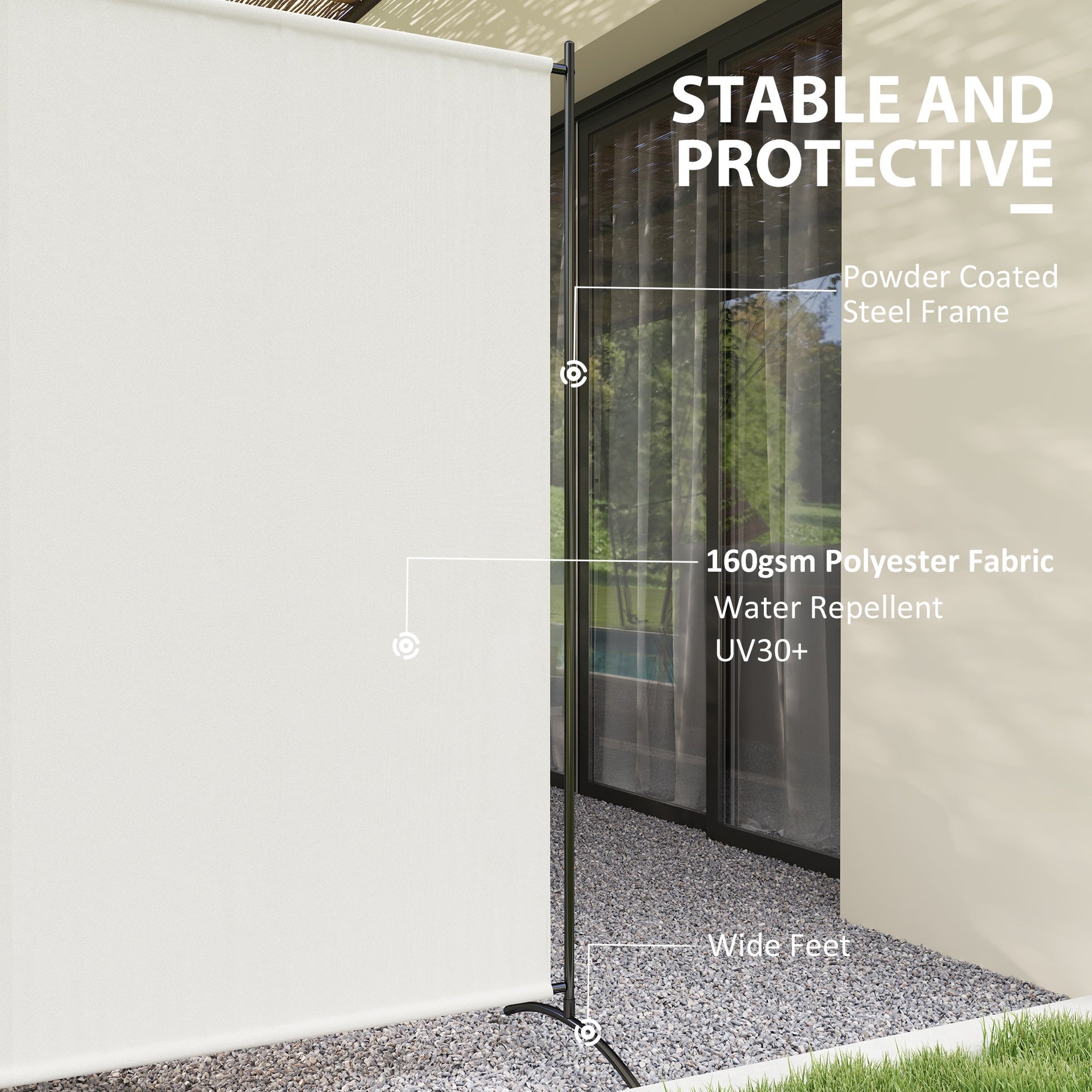 Outsunny Outdoor Privacy Screen, 5.9FT Tall Room Divider with UPF30+ Protection, Freestanding Privacy Panel, Beige