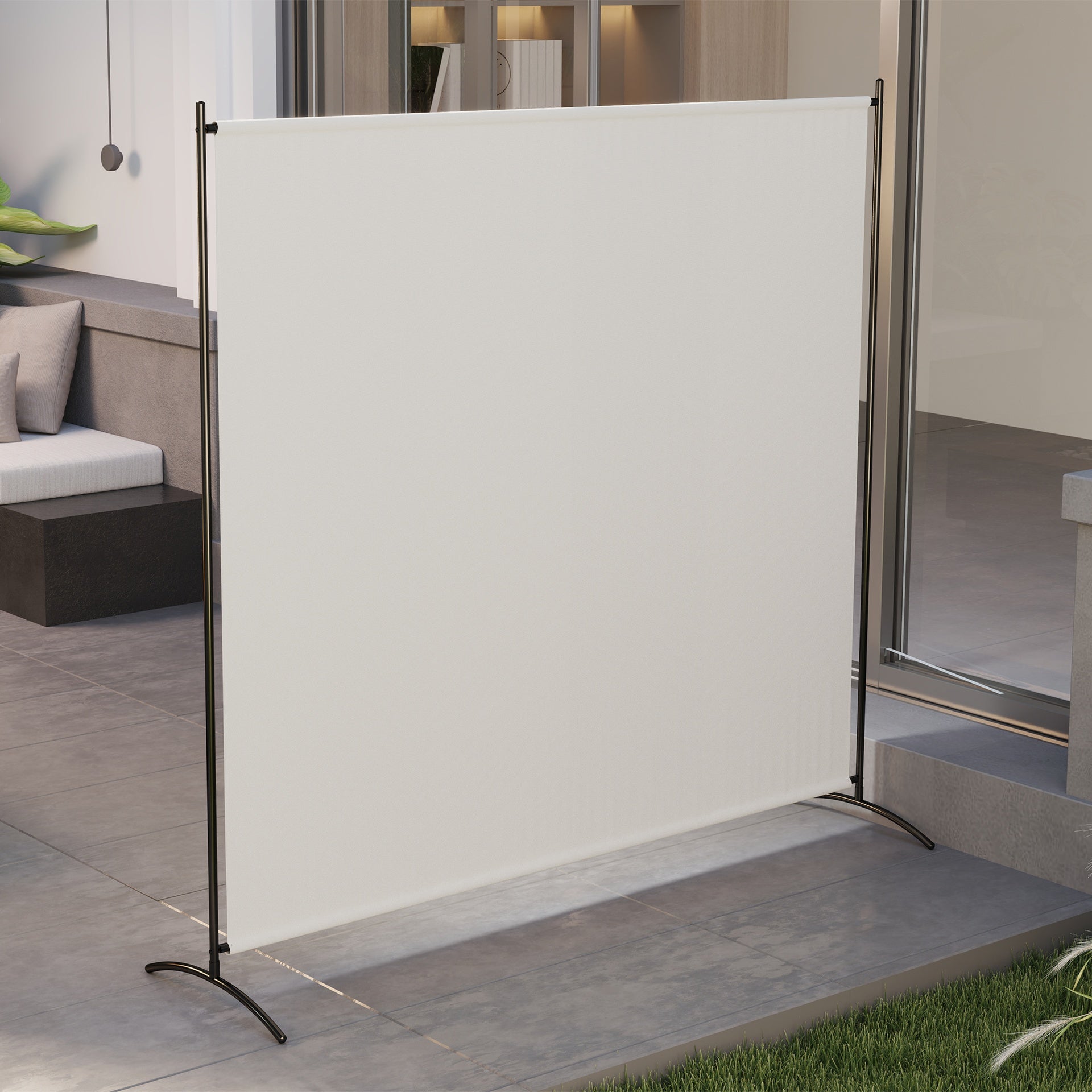 Outsunny Outdoor Privacy Screen, 5.9FT Tall Room Divider with UPF30+ Protection, Freestanding Privacy Panel, Beige