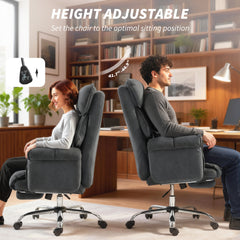 HOMCOM Executive Office Chair, Reclining Computer Chair with Footrest, High Back, Headrest, Adjustable Height, Dark Gray