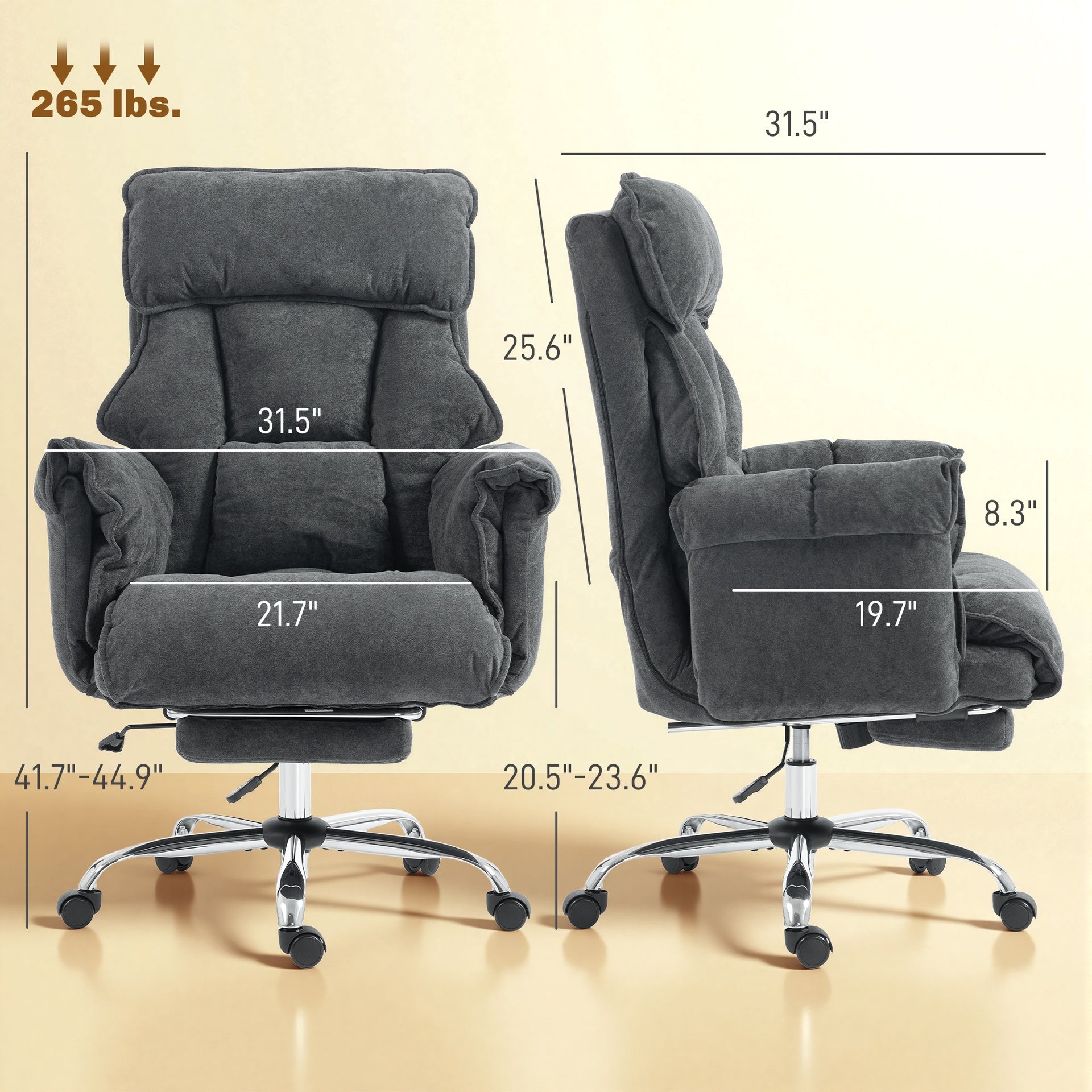 HOMCOM Executive Office Chair, Reclining Computer Chair with Footrest, High Back, Headrest, Adjustable Height, Dark Gray