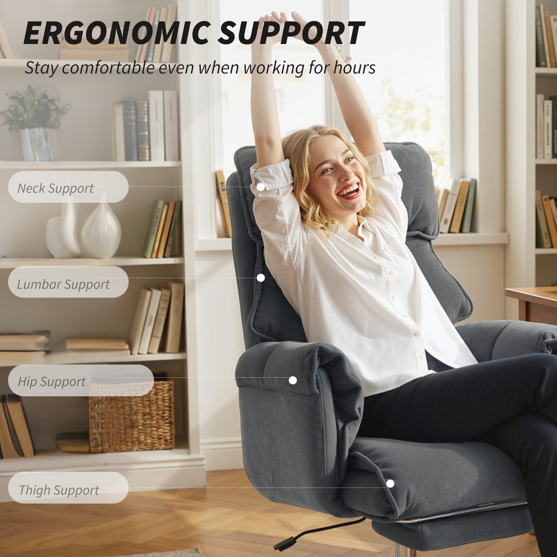 HOMCOM Executive Office Chair, Reclining Computer Chair with Footrest, High Back, Headrest, Adjustable Height, Dark Gray
