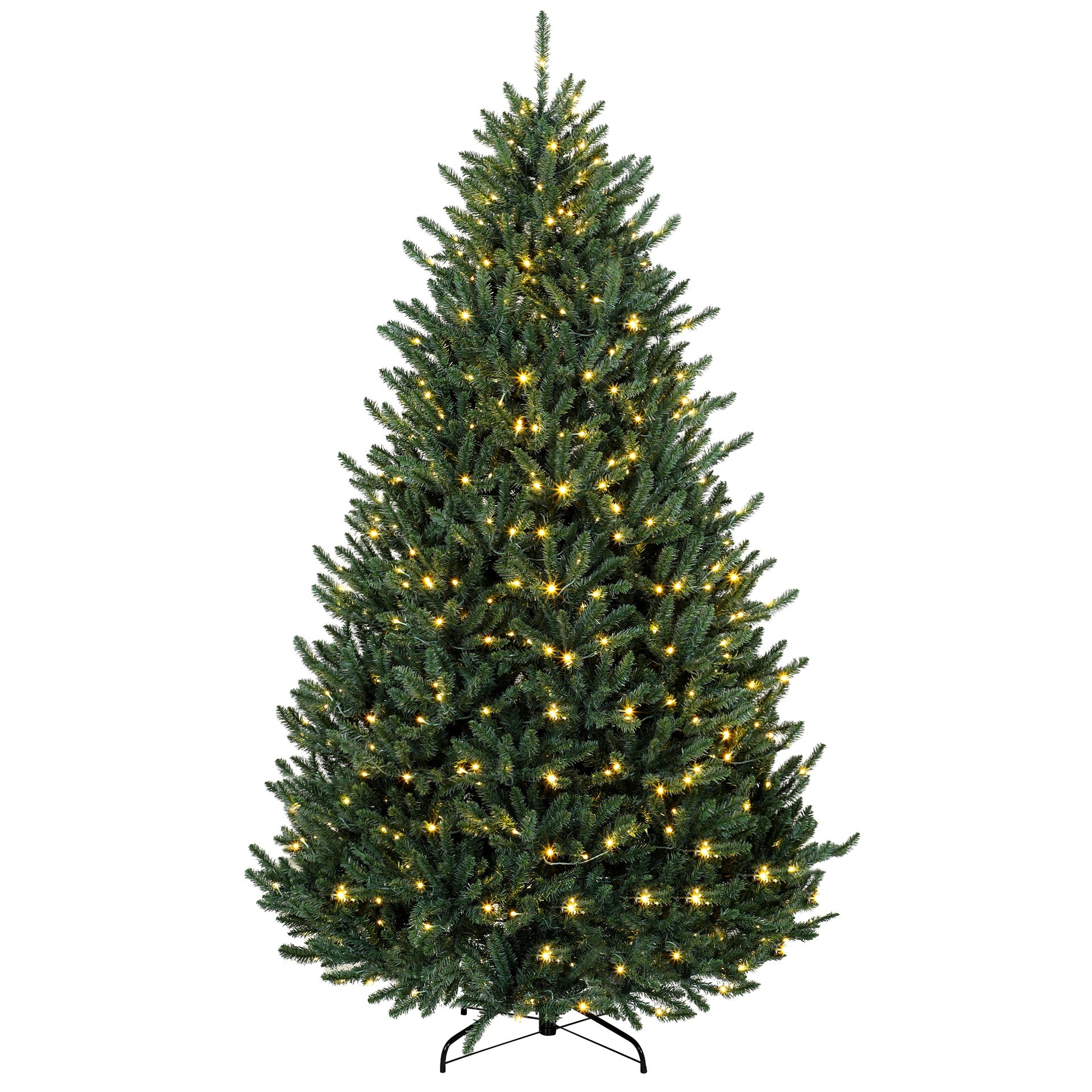 HOMCOM 6ft Prelit Christmas Tree, Colorado Blue Spruce, Easy Plug, Hinged Xmas Tree with Warm White & Multi-Color LED Lights