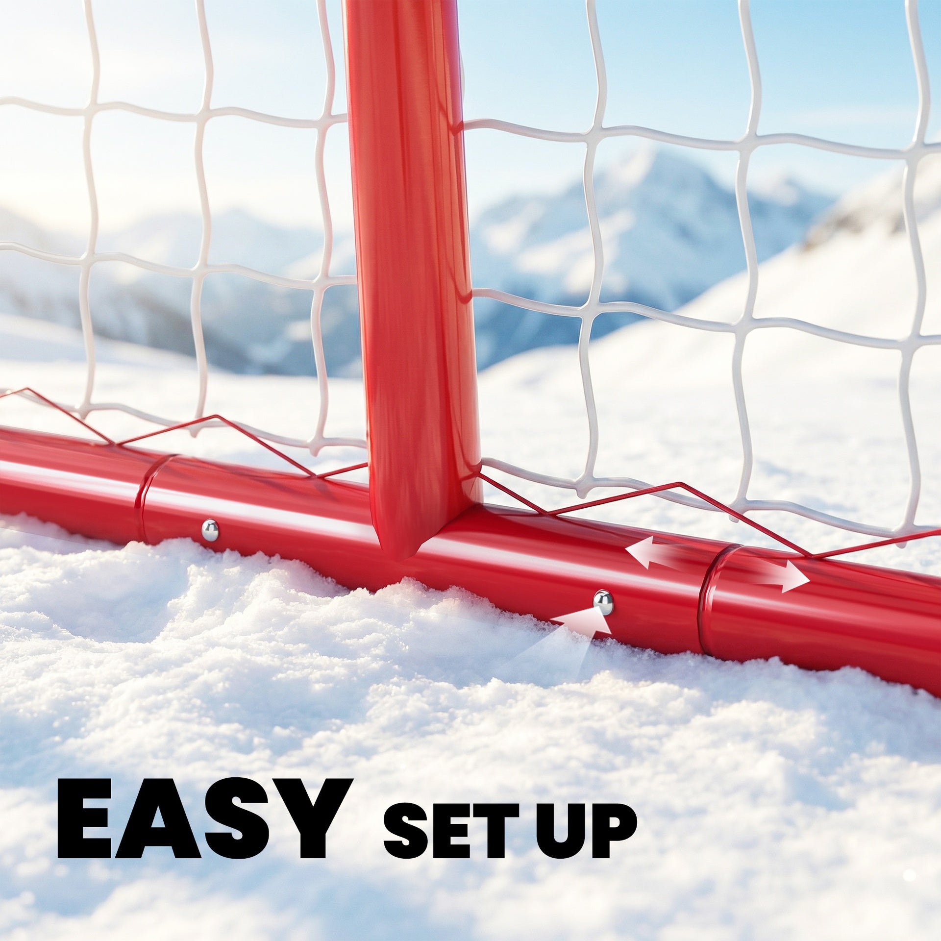 Soozier 35" x 18" Street Hockey Goal, Easy Setup Hockey Net with Metal Frame, Lightweight & Portable