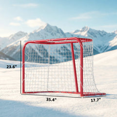 Soozier 35" x 18" Street Hockey Goal, Easy Setup Hockey Net with Metal Frame, Lightweight & Portable