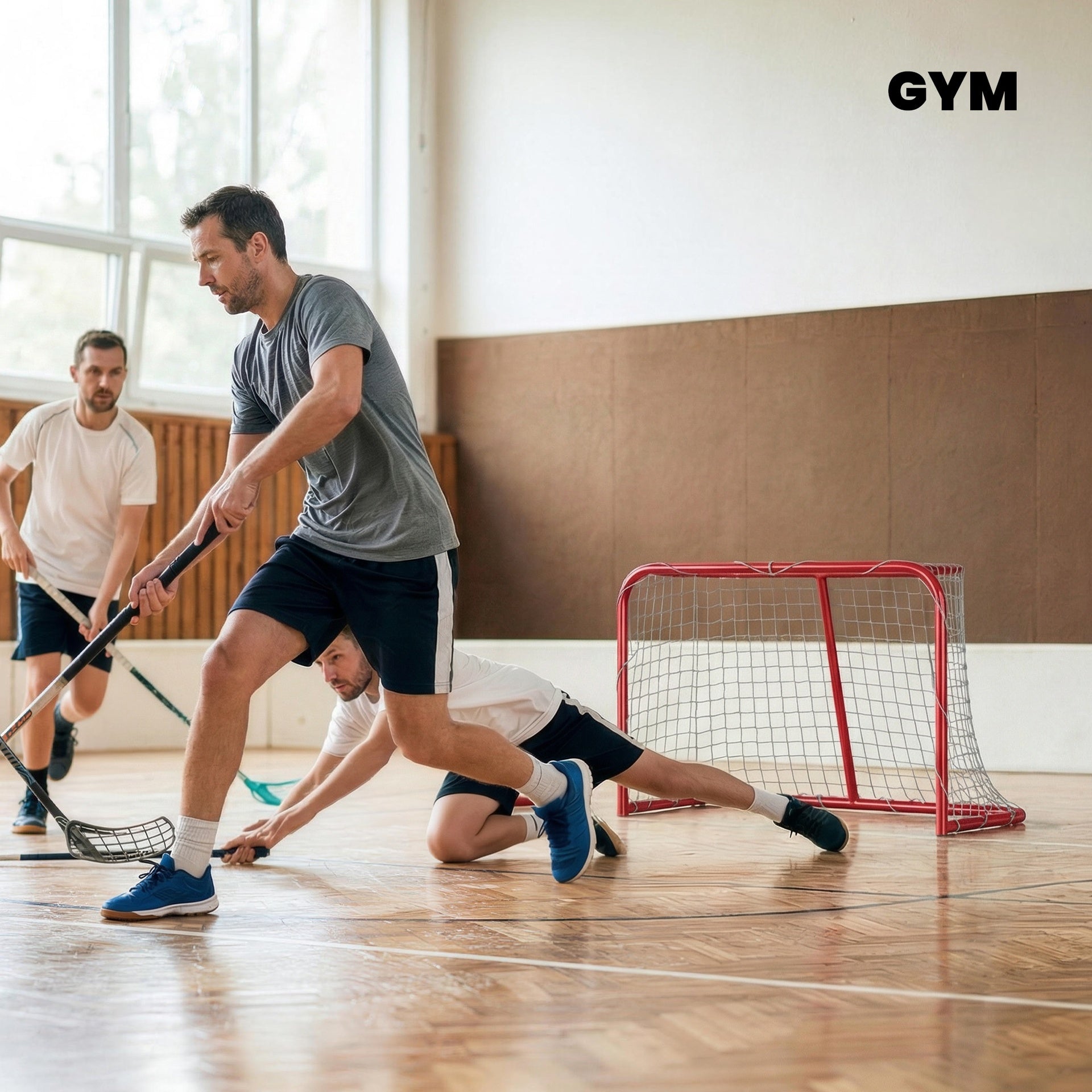 Soozier 35" x 18" Street Hockey Goal, Easy Setup Hockey Net with Metal Frame, Lightweight & Portable
