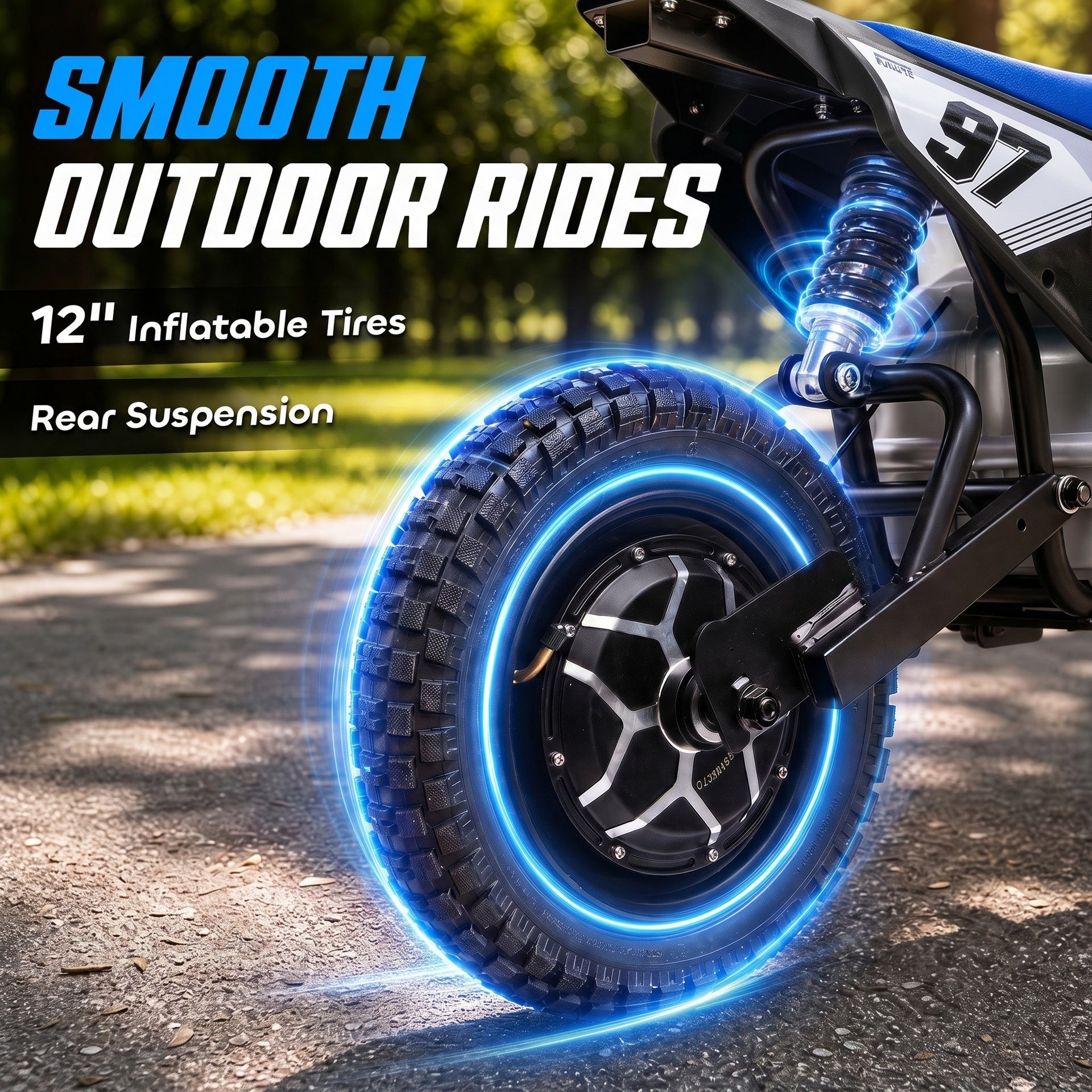 Qaba 36V Electric Dirt Bike for Kids with Brushless Motor, Up to 9.9 MPH, Inflatable Tires and Rear Suspension, Black