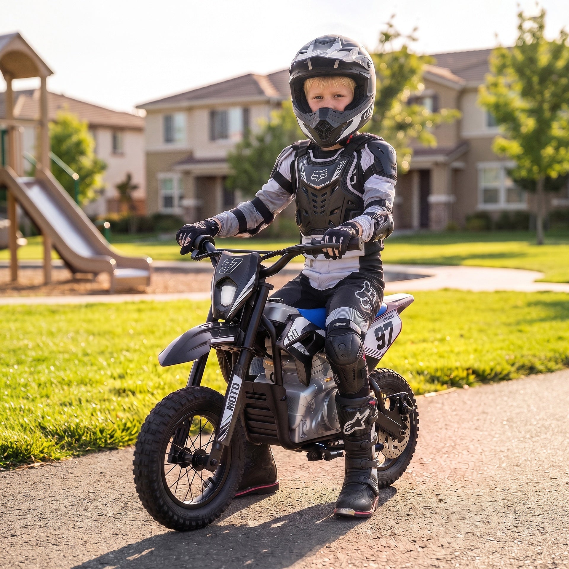Qaba 36V Electric Dirt Bike for Kids with Brushless Motor, Up to 9.9 MPH, Inflatable Tires and Rear Suspension, Black
