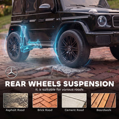 Qaba Licensed Mercedes-Benz G580 12V Kids Ride On Car with Remote, Soft Start, Headlights, Seat Belt, Music, USB, Horn, Black