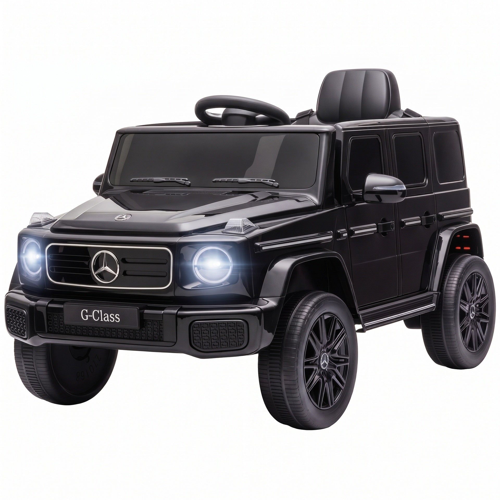 Qaba Licensed Mercedes-Benz G580 12V Kids Ride On Car with Remote, Soft Start, Headlights, Seat Belt, Music, USB, Horn, Black