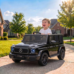 Qaba Licensed Mercedes-Benz G580 12V Kids Ride On Car with Remote, Soft Start, Headlights, Seat Belt, Music, USB, Horn, Black