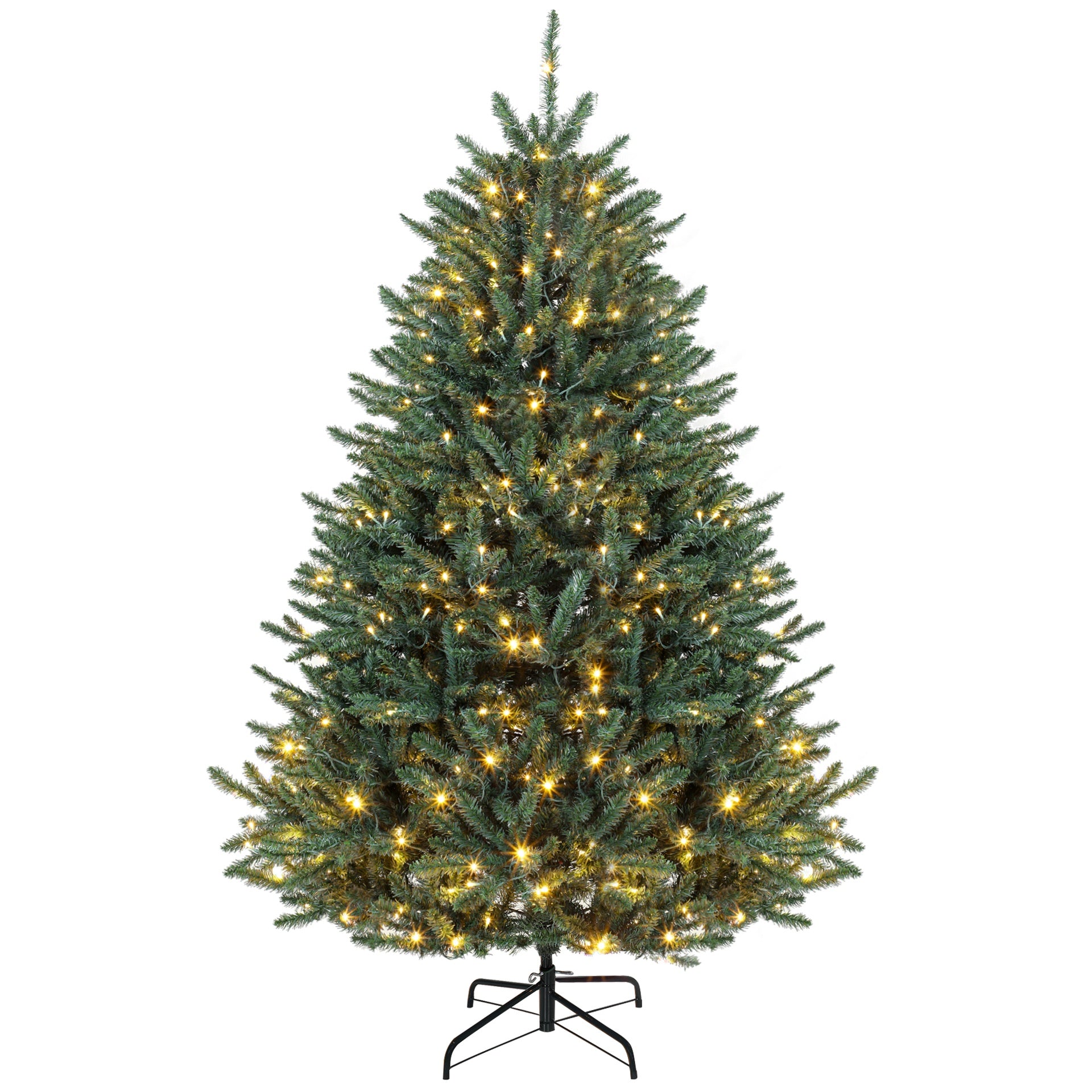 HOMCOM 6ft Prelit Christmas Tree, Colorado Blue Spruce, Easy Plug, Hinged Xmas Tree with Warm White & Multi-Color LED Lights