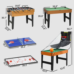 Soozier 5-in-1 Multi Game Table, 53" Combo Table with Foosball, Pool, Ping Pong, Ice Hockey & Basketball, Game Room Sports Set