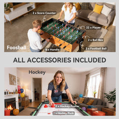Soozier 5-in-1 Multi Game Table, 53" Combo Table with Foosball, Pool, Ping Pong, Ice Hockey & Basketball, Game Room Sports Set