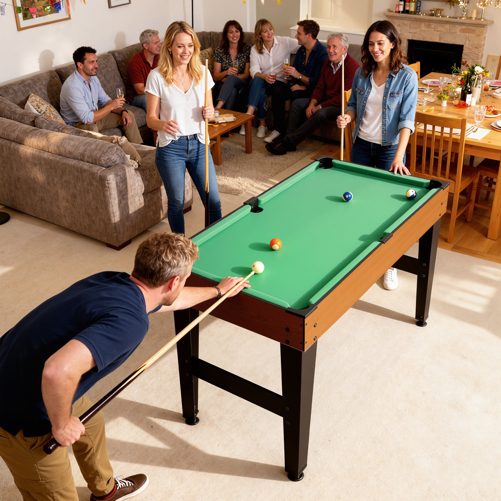 Soozier 5-in-1 Multi Game Table, 53" Combo Table with Foosball, Pool, Ping Pong, Ice Hockey & Basketball, Game Room Sports Set