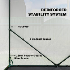 Outsunny Walk-in Greenhouse, 63" x 63" x 78.7", Roll-Up Door, 3 Mesh Windows, PE Cover, Steel Frame, White