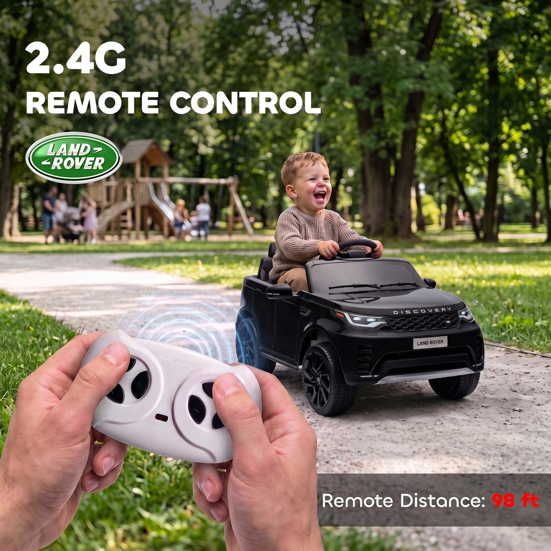 Qaba 12V Electric Car for Kids, Licensed Land Rover Ride on Car with Parent Remote, Soft Start, 4 Wheel Suspension, Black