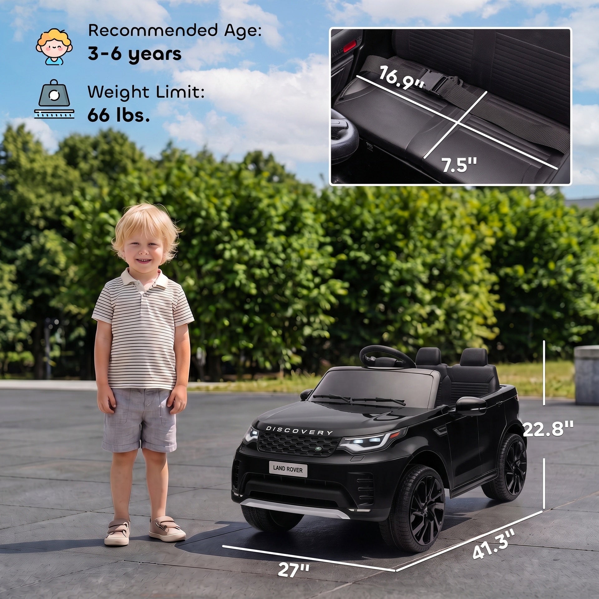 Qaba 12V Electric Car for Kids, Licensed Land Rover Ride on Car with Parent Remote, Soft Start, 4 Wheel Suspension, Black
