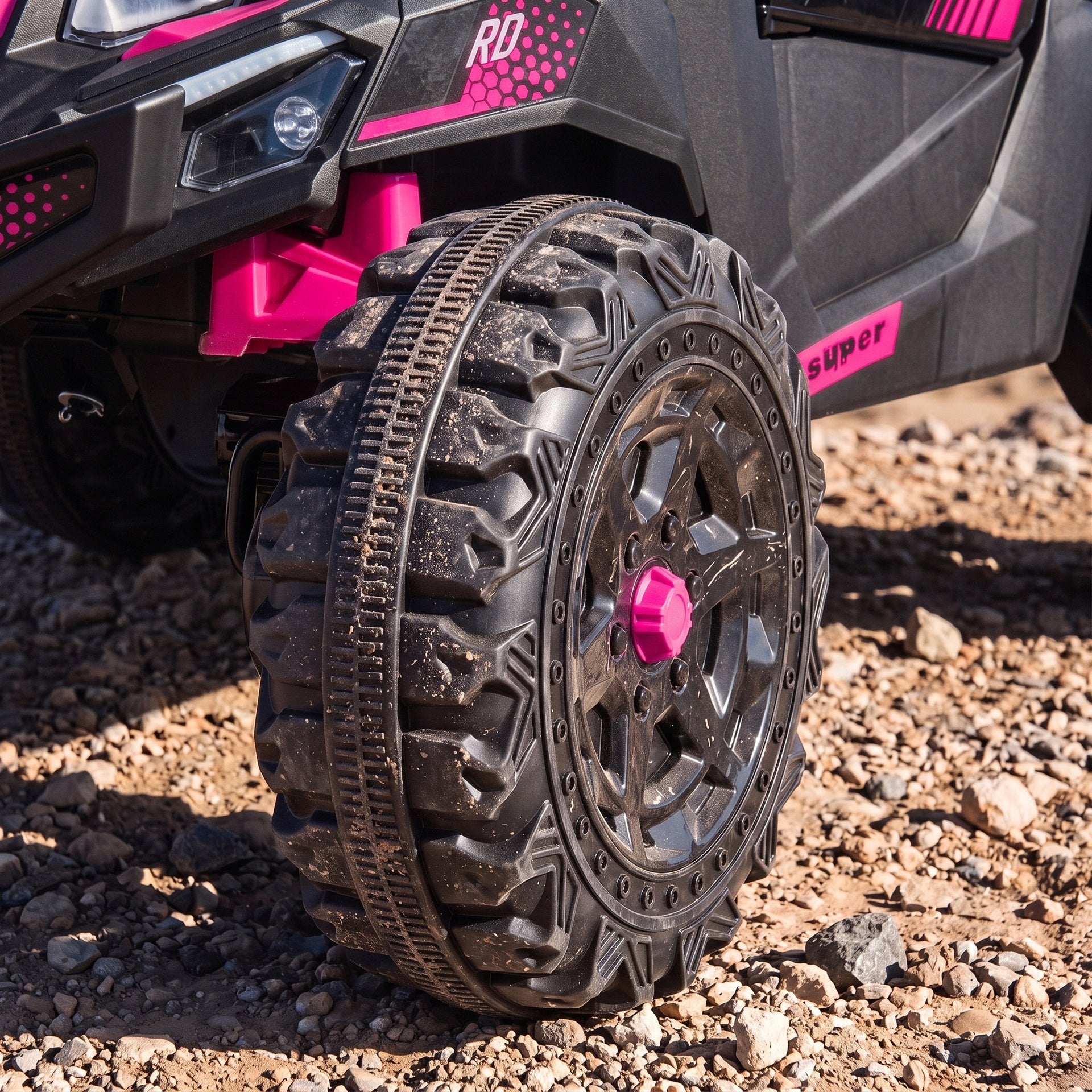 Qaba 24V 2 Seater Ride On Truck Car for Big Kids with Remote Control, Dual Motors, 4-Wheel Suspension for Ages 3-8, Pink