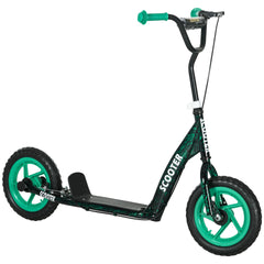 Qaba Kids Scooter with Adjustable Handlebar, Kids Kick Scooter with Non-slip Footplate, Rear Brake, 12" EVA Wheels, Green